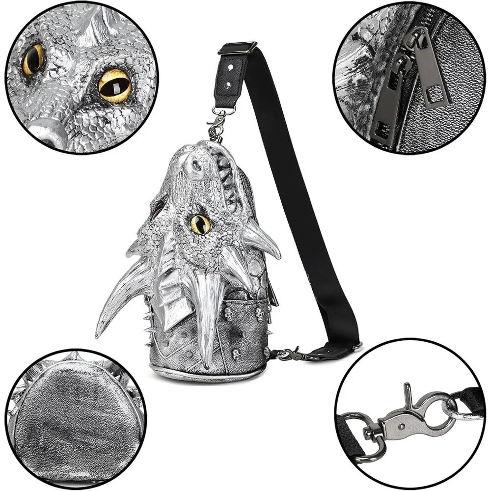 Unique PVC Dragon Head Crossbody Bag - Trendy Halloween Purse for Everyone